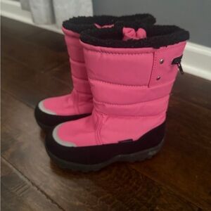 Khombu Pink and Black Kids Snow Boots